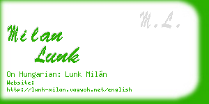 milan lunk business card